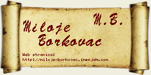 Miloje Borkovac vizit kartica